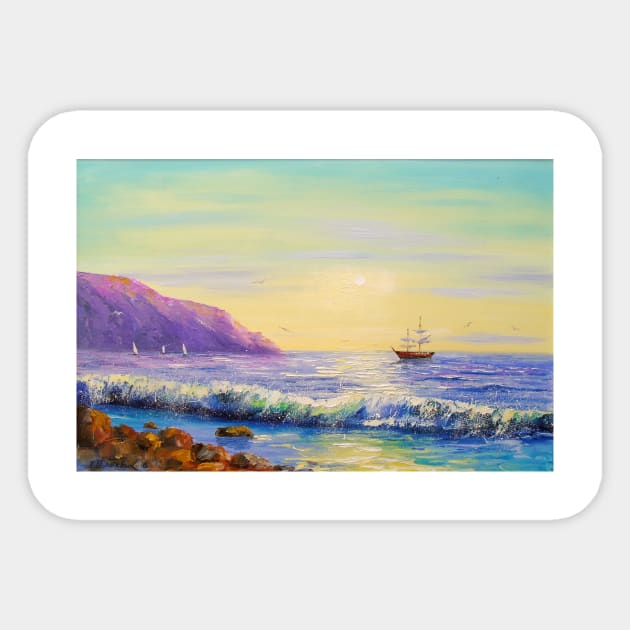 Sunset by the sea Sticker by OLHADARCHUKART